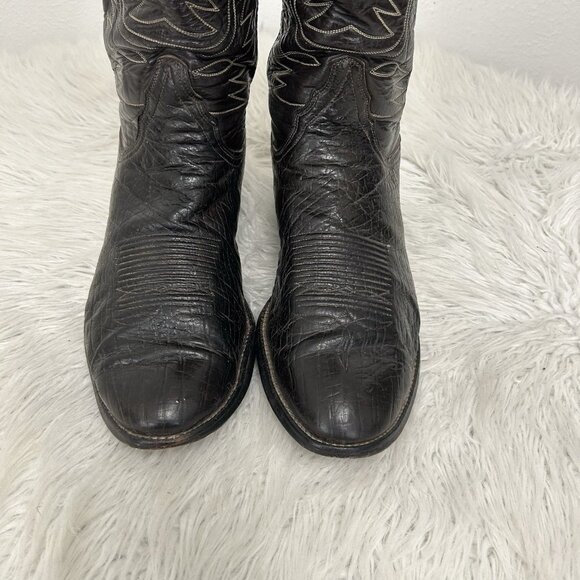 VTG 70s Tony Lama Men’s Brown Embroidered Western Cowboy Boots Sz Code 5110 /11E - Picture 4 of 12
